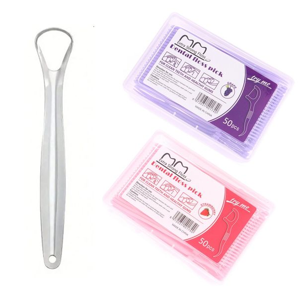 101 Oral Care Set Portable Dental Floss with Tongue Scraper