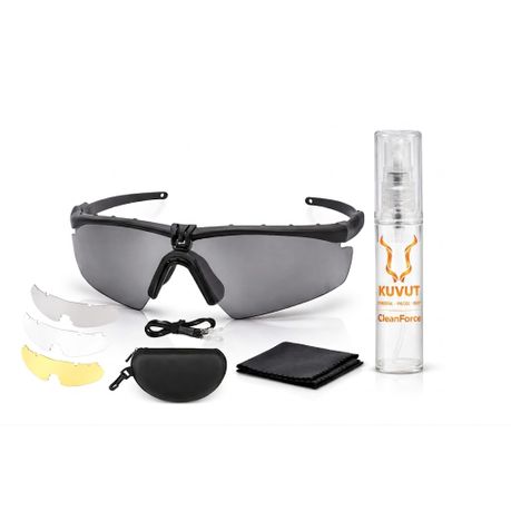 KuVut Tactical Eyewear Shooting Safety Glasses with Glass Cleaner Image