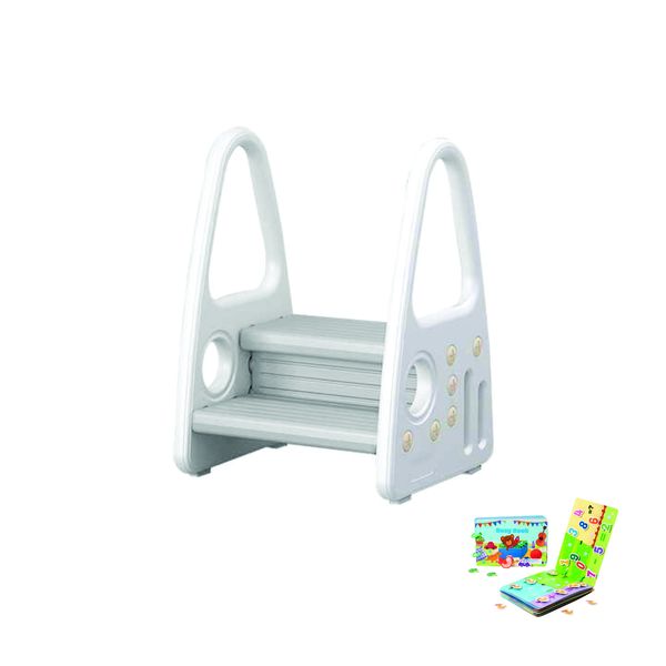 Non-Slip Design Safety Handles Toddlers Training Step Ladder Stool - Grey