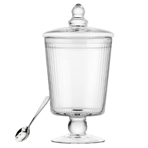 2 Piece Set - Tableware Collection Decorative Glass Jar with Spoon Combo Set