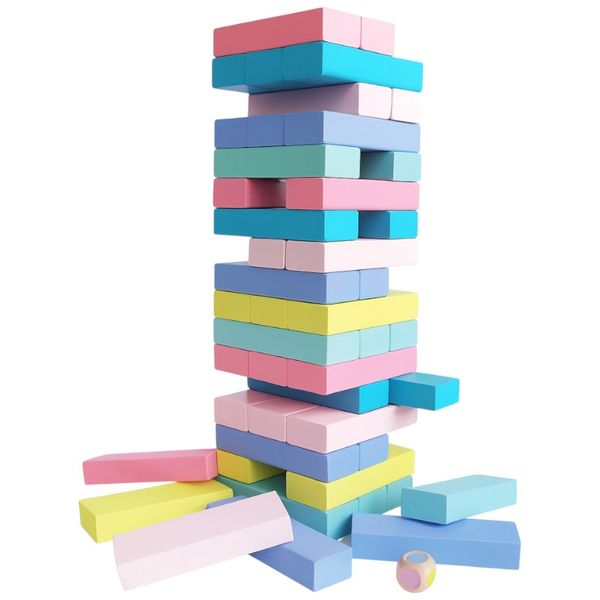 51-Piece Wooden Stacking Tower Game - Multicolor