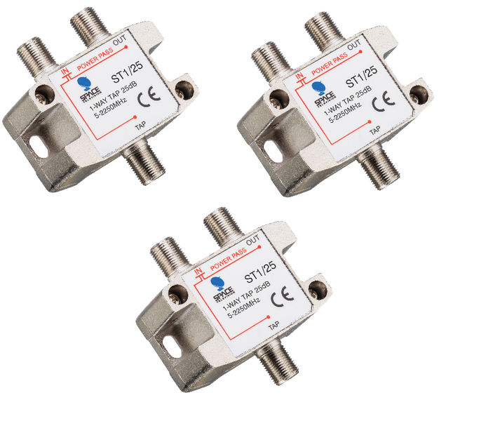 Space TV Satellite IF Tap - 1 Way - 25db (5 – 2250MHz) - 3 Pack