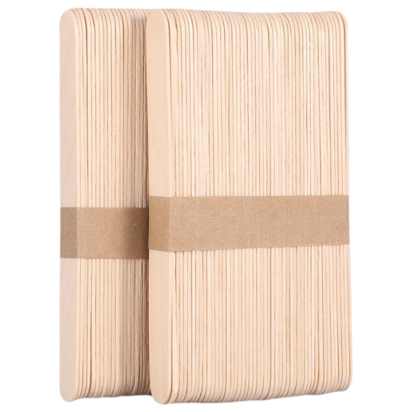100-Piece Eco-Friendly Natural Wooden Waxing Sticks - Brown