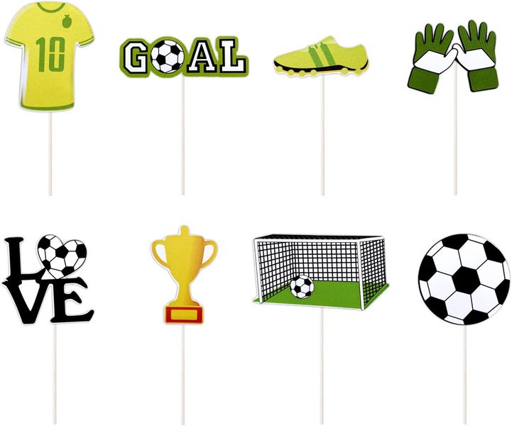 Soccer Themed Cupcake Toppers - 8 Topper