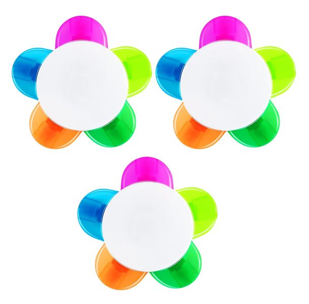 3 pcs Petals Highlighters Assorted Colors Flower 5-in-1 Fluorescent Pens