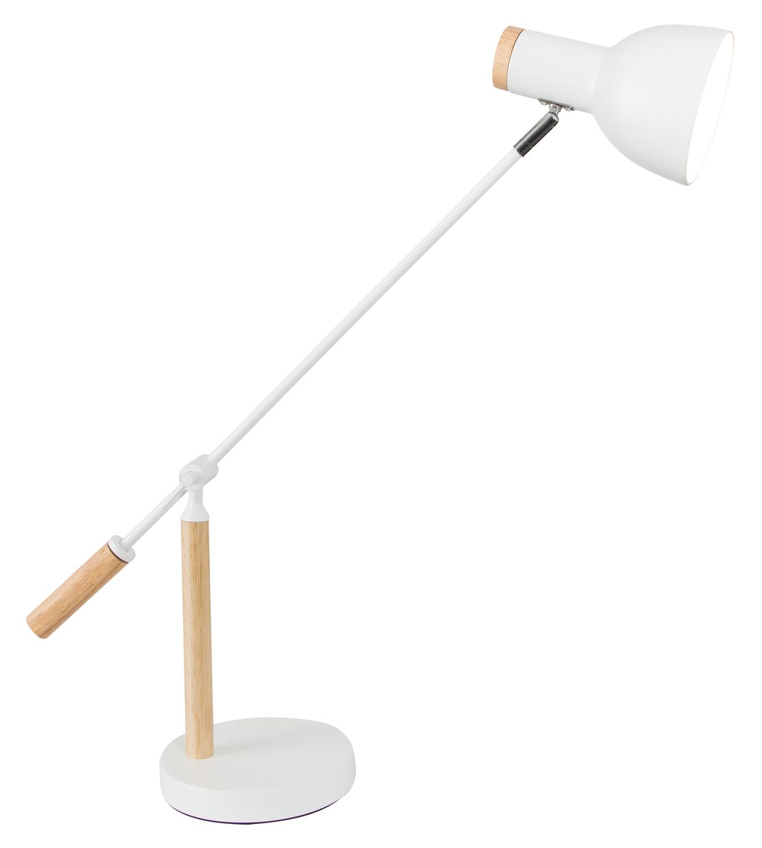 Adjustable Cone-Shaped Desk Lamp with Wood-Finish Accents