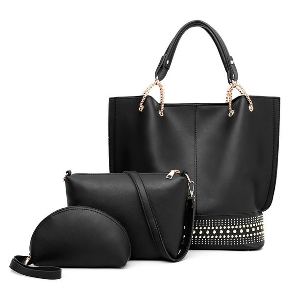 Fashion Women's PU Leather Messenger Shoulder Handbag - 3 Piece