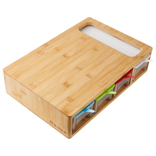 Eiger Bamboo Chopping Board with Storage Containers - Bernese Series