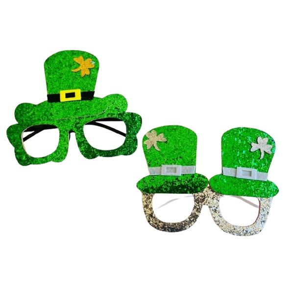 St Paddy's Day: St Patrick's Day Glitter Party Eye Glasses (Set of 2)