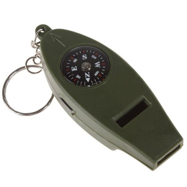 4 In 1 Outdoor Survival Whistle Compass ,Magnifying Thermometer &amp; Keychain