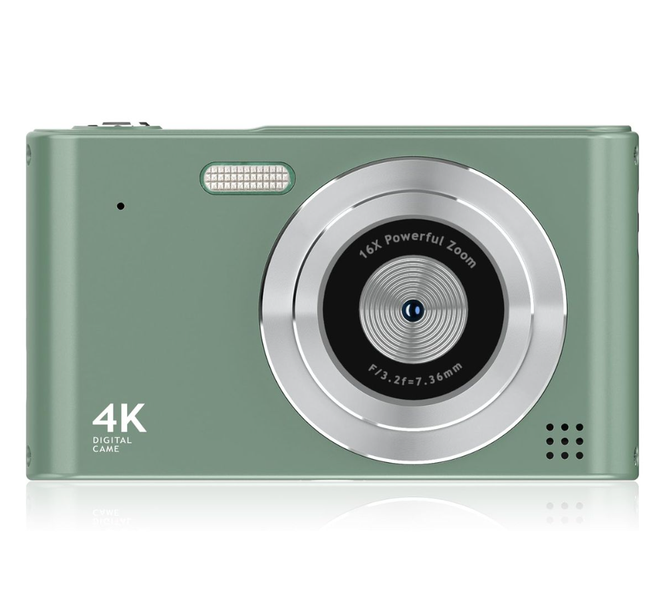 1080P Green Kids Digital Camera with 64GB Card, 50MP Mini Vlog Cam