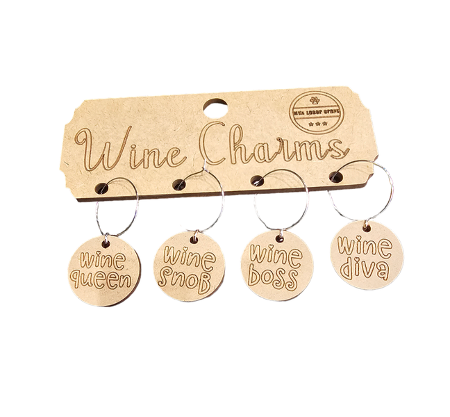 Queen - Snob - Boss - Diva Wine Glass Charms - Set of 4