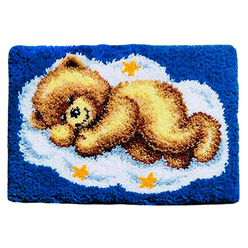 Teddy Bear Latch Hook Rug Embroidery Wool Art DIY Craft Kit Tapestry