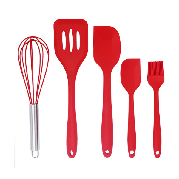 5-Piece Silicone Kitchen Utensil Set - Red