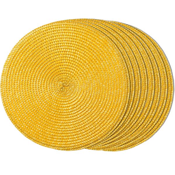 Round Braided Placemats Mats for Dining Table - 38cm - 8 Piece