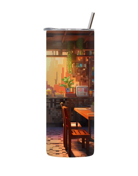 Wooden Chair 20 Oz Tumbler with Lid Straw Trendy Cafe Graphic Present 110