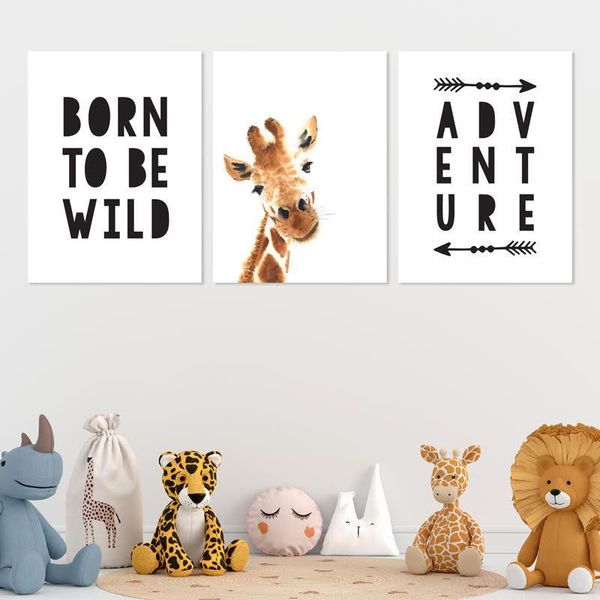 Giraffe Adventure - 40cm x 50cm Canvas -Set Of 3