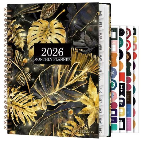 PEISKOS 2026 Daily Planners Weekly Monthly Dated Notebook with Stickers Image