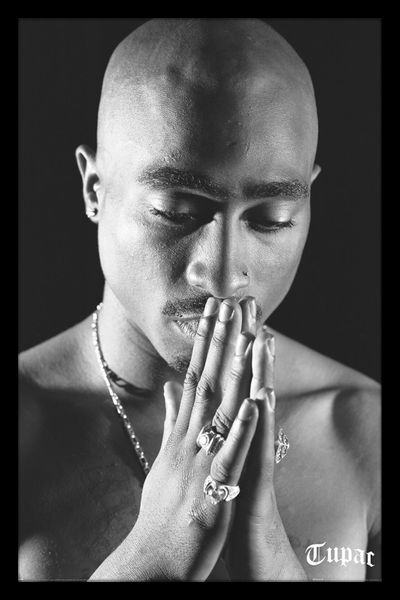 Tupac (Pray) Poster with Black Frame