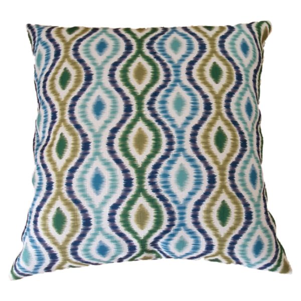 Ikat Blues and Greens Indoor/Outdoor Pillow/Scatter Cushion Cover