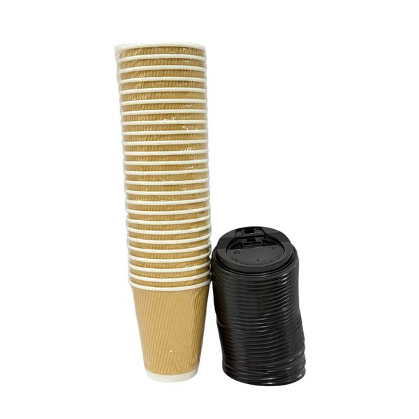 Ripple Paper Cups - Double Wall - Disposable Hot Beverage Cups -350 mls