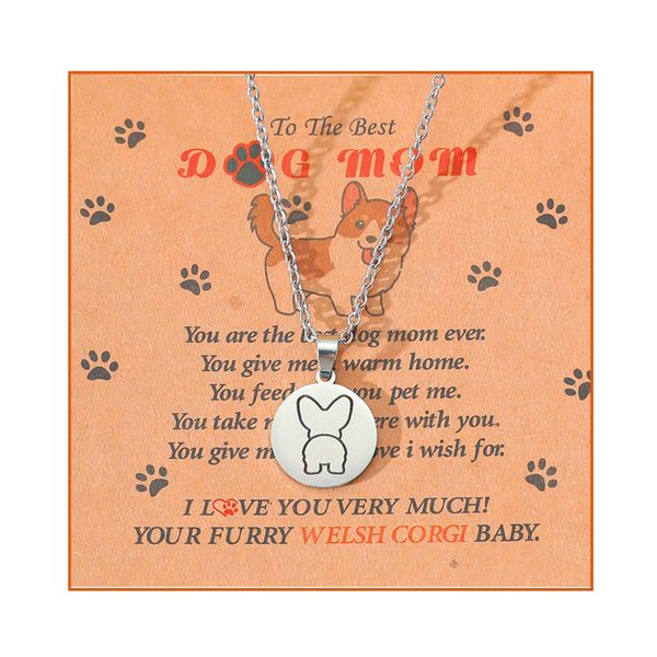 Dog Mom Corgi Necklace and Message Card