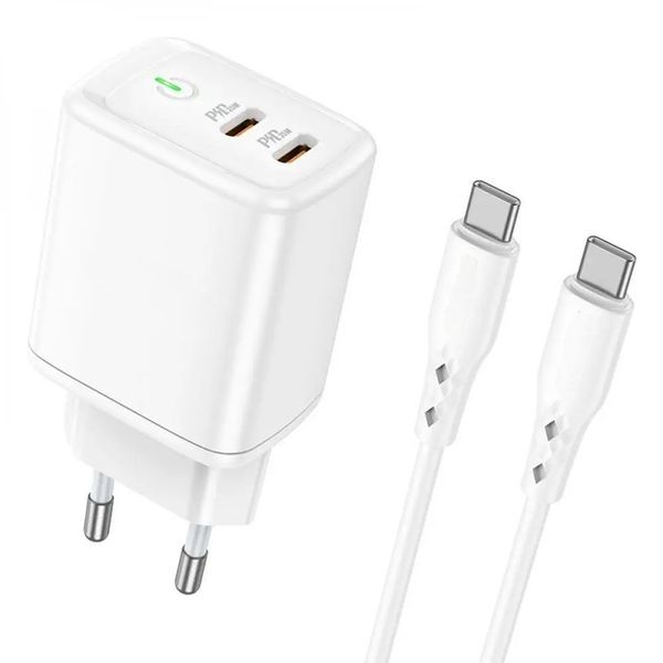 35W QC3.0 PD Dual Port Charger Set With Cable USB-C To USB-C BN9 PKs