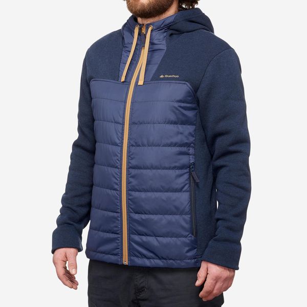 Quechua Men's Hiking Hooded Sweatshirt - Nh100 Hybrid - Blue