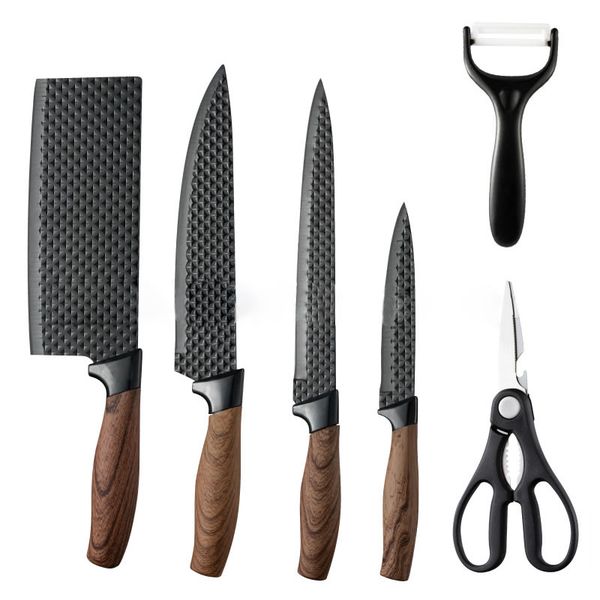 Black Stone Coated Finish 6-Piece Non-Stick Knife Set GA-002