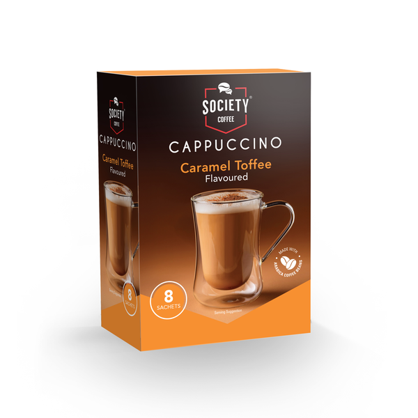 Society Coffee Caramel Toffee Flavoured Cappuccino 8 Sachets