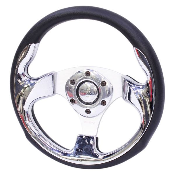 Universal Sports Steering Wheel Black with Chrome Centre Design