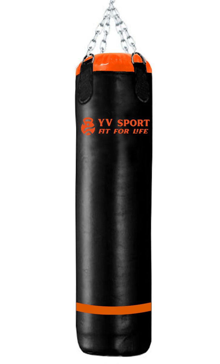 Muay Thai Punching Bag and Kick Long Bag - Black & Orange 1.55cm Height