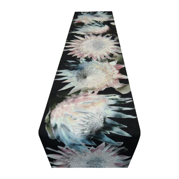 Isabel7 - Proteas Multicolour on Charcoal Floral Table Runner