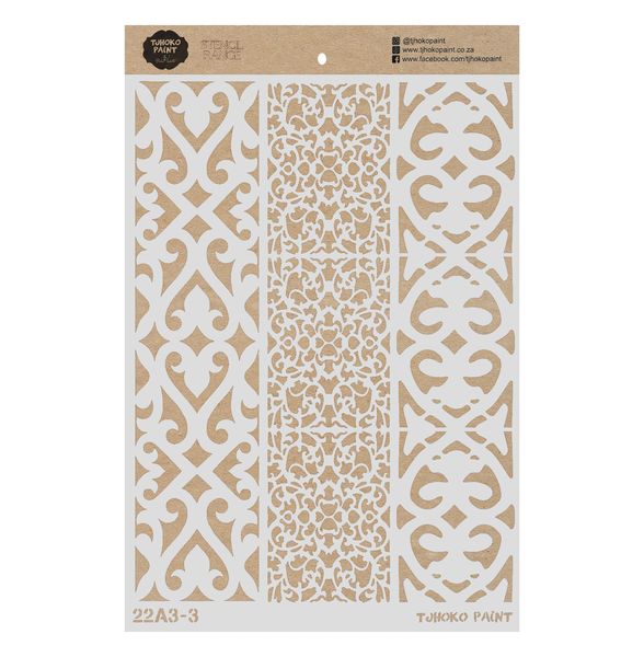 Tjhoko Paint Stencil - A3 - 3 in 1 Borders 2