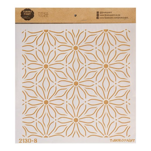 Tjhoko Paint Stencil - 30x30cm - Geometrical Daisy Flowers
