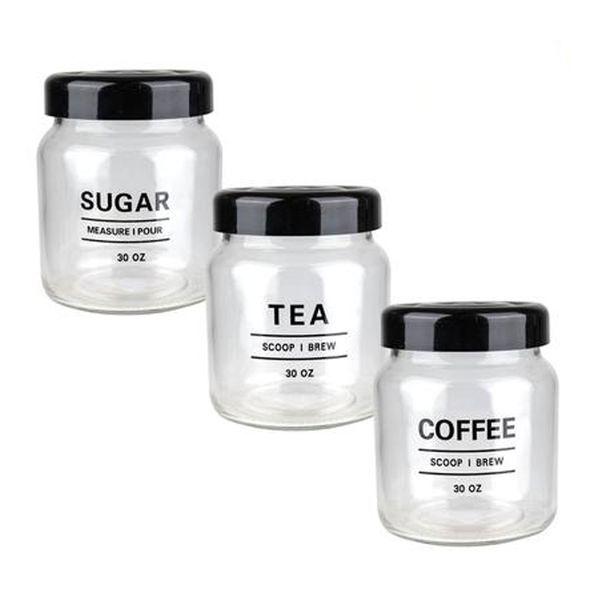 Coffee, Tea And Sugar Glass Containers - 885ml