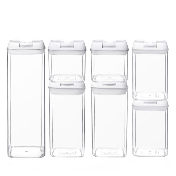 7 Pieces Of Airtight Sealed Food Storage Container Set - White