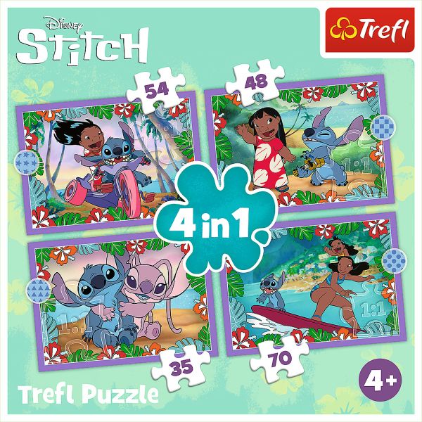 Puzzles - "4in1" - Lilo &amp; Stitch's Crazy Day, Disney Lilo &amp; Stitch