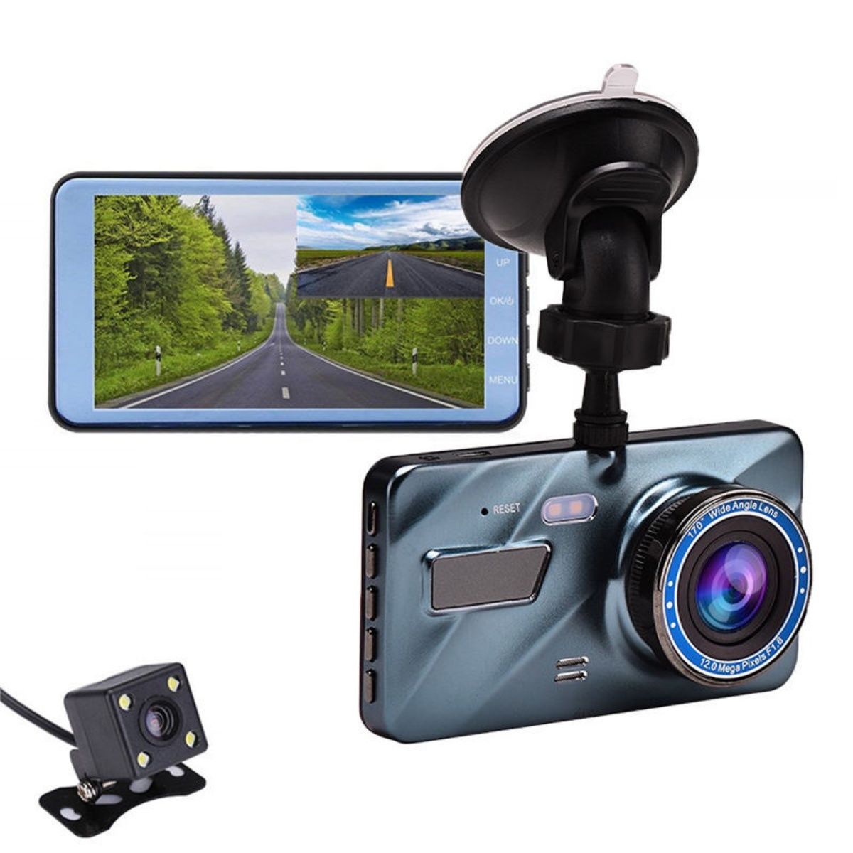 4 Inch Dual Lens Front and Rear DVR Video Recorder Car Camera