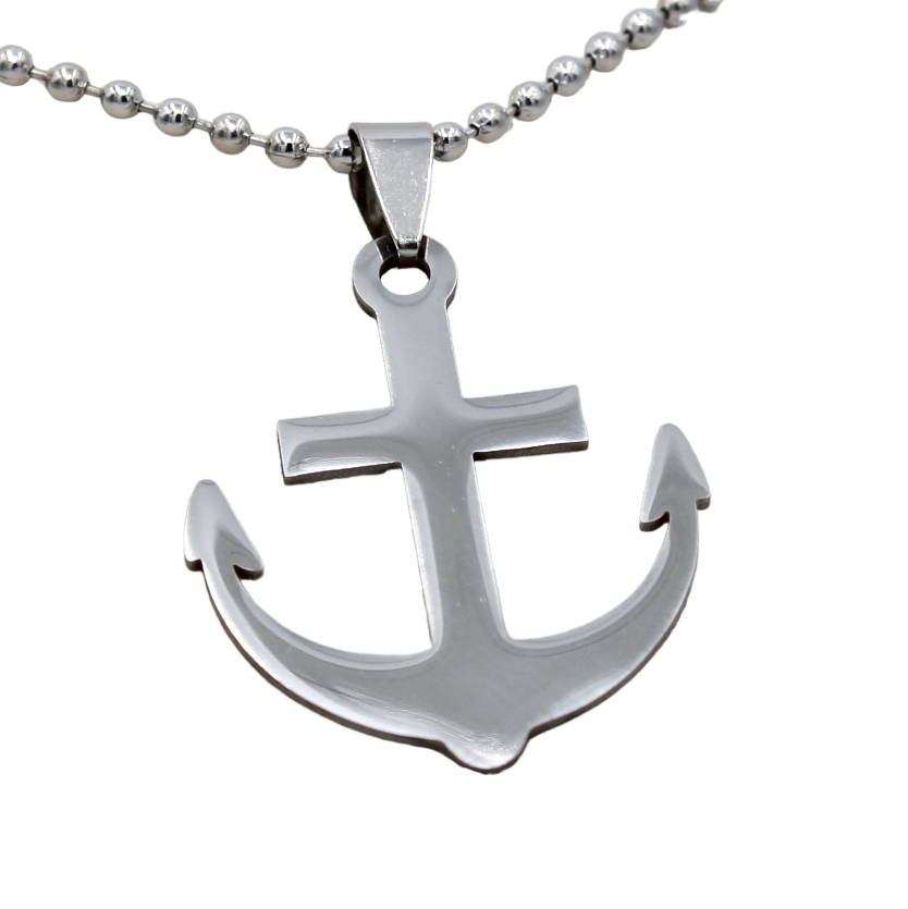 Stainless Steel Anchor Pendant & Chain Nautical Jewellery for Men