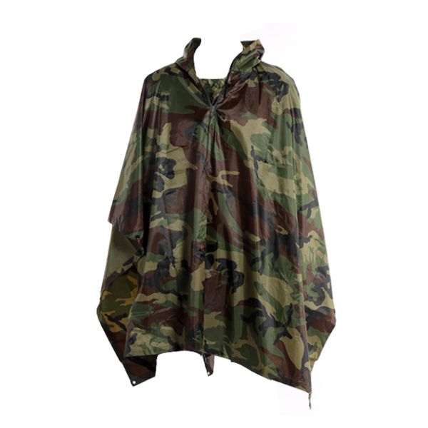 Camping Outdoor Waterproof Rain Coat Poncho - Camo