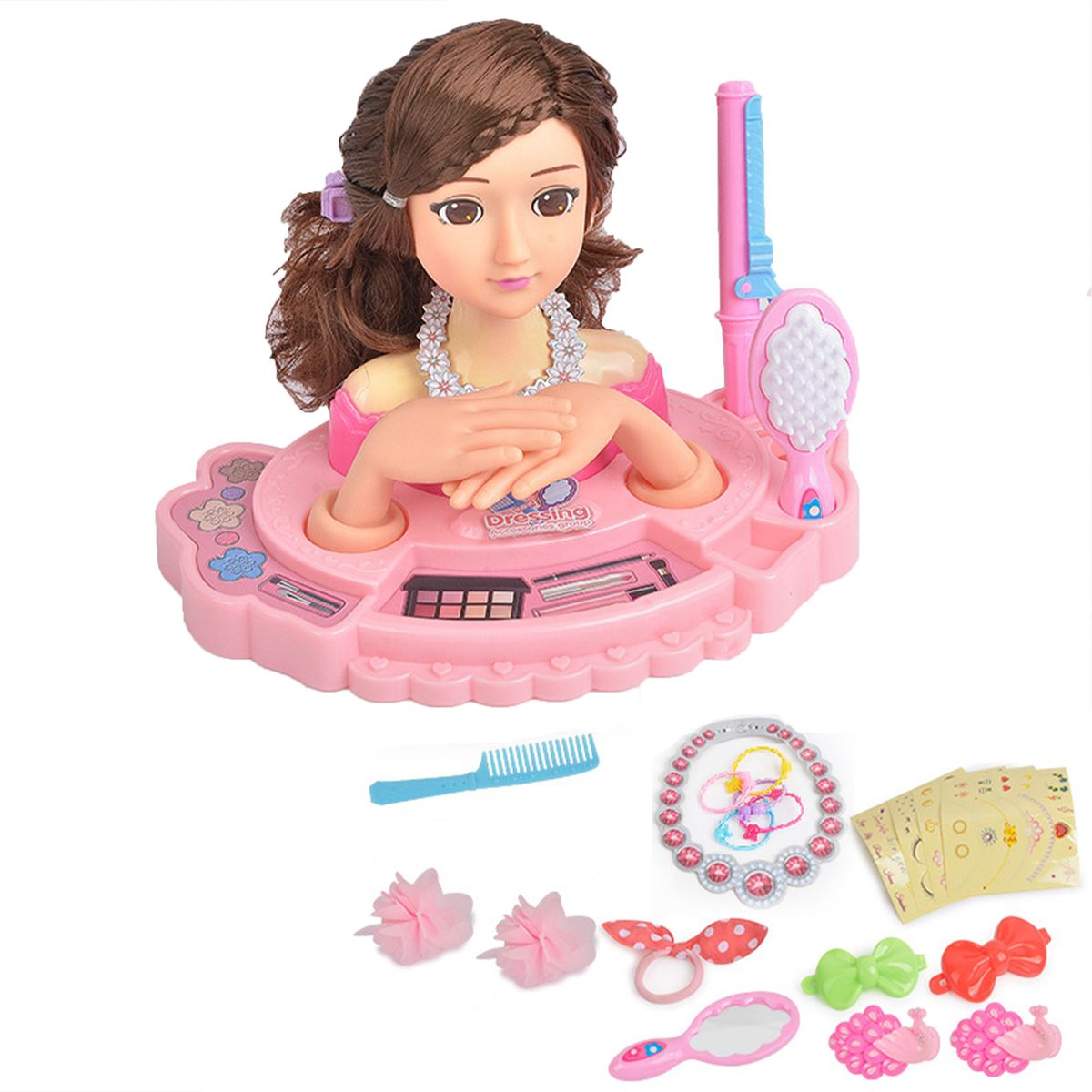 Makeup Toys For Kids Girl Barbie Doll Practice Hair Tie Princess