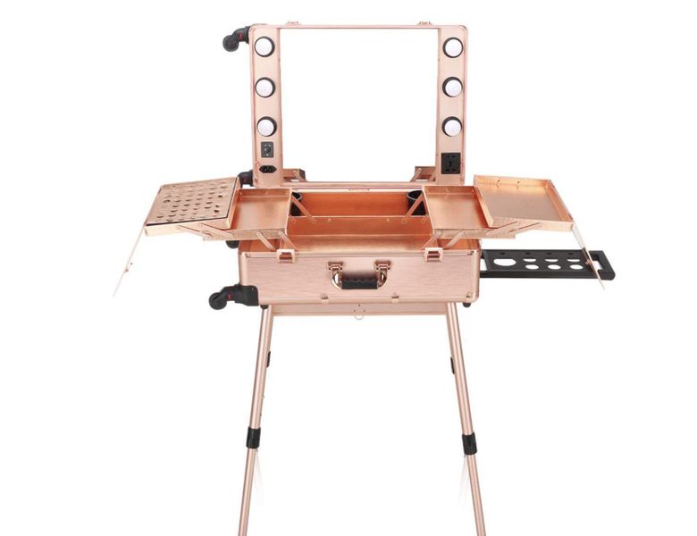 Portable Mobile Makeup Station with LED Mirror Lighting