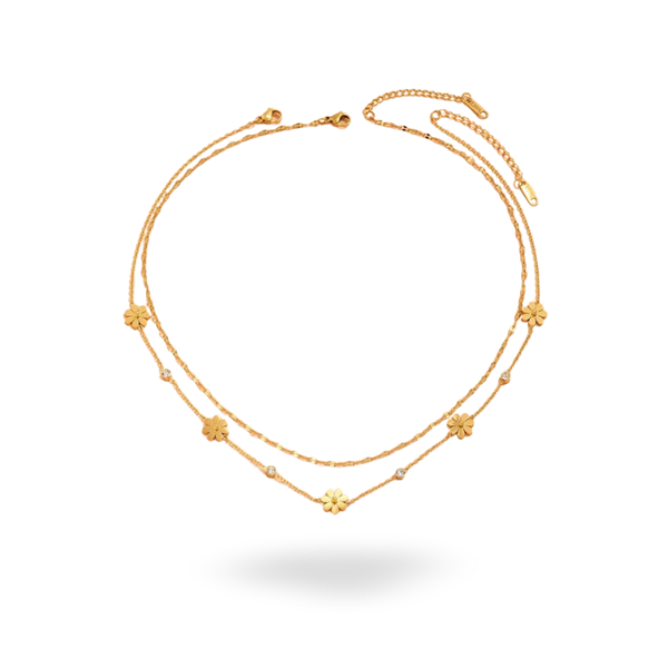 Minimalist Design - Daisy Necklace Stack - Floral Layered Jewellery
