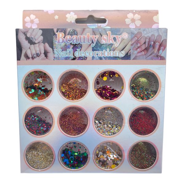 Beauty Sky 12 Design Nail Decorations Kit Nail Art Mixed Color G036