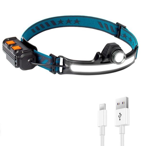 USB Rechargeable Dual Light COB + LED Motion Sensor Headlamp