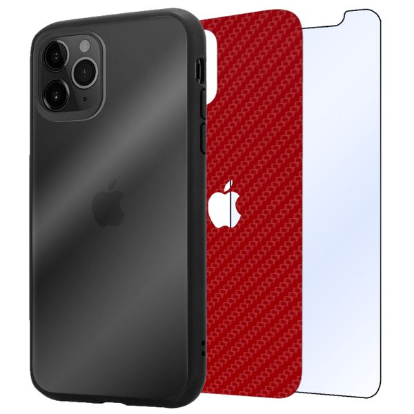 Case, Tempered Glass &amp; Red Carbon Skin image