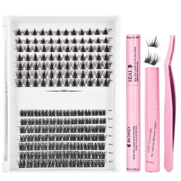 171 Pcs Lash Extension Kit Lash Clusters with Bond Seal &amp; Tweezer &amp; Remover