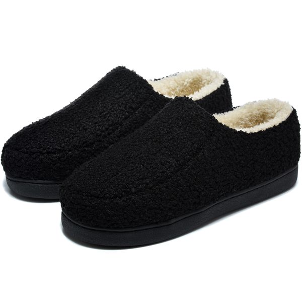 Men's Warm Fleece House Slippers Non-Slip Cozy Sherpa Lined Bedroom Shoes