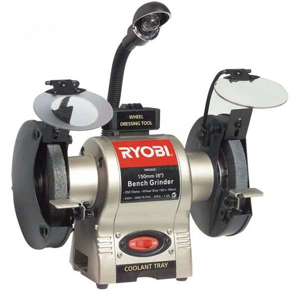 Ryobi - Bench Grinder 250 Watt With Light and Wheel Dresser - 150Mm